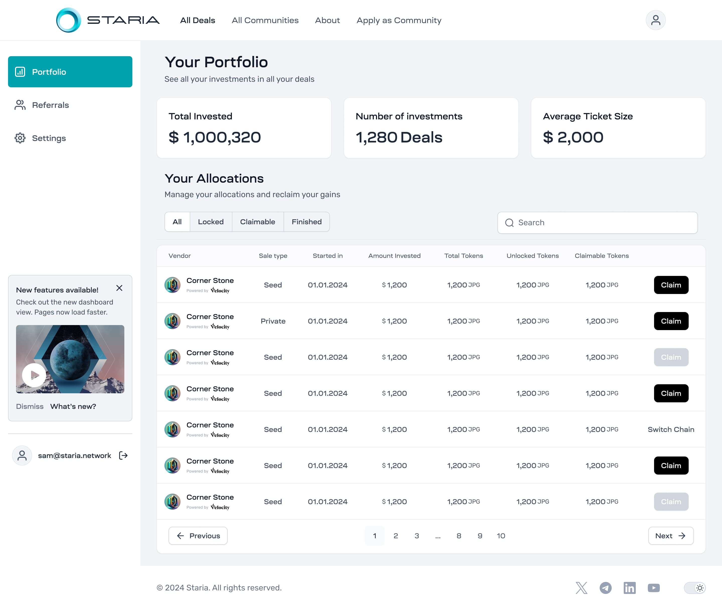 Portfolio page in light mode